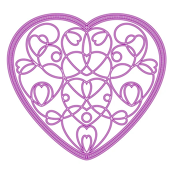 Imitación bordado patrón de corazones en forma de corazón — Vector de stock