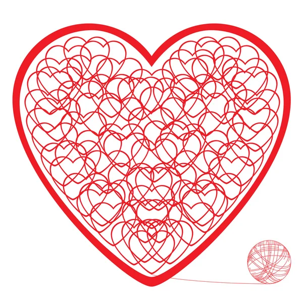 The heart of the tangled threads — Stock Vector