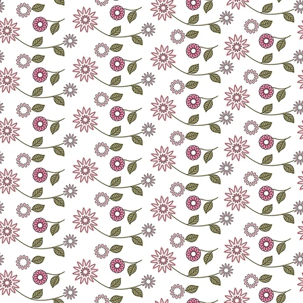 Handzeichnung nahtloses Muster mit rosa Blüten — Stockvektor