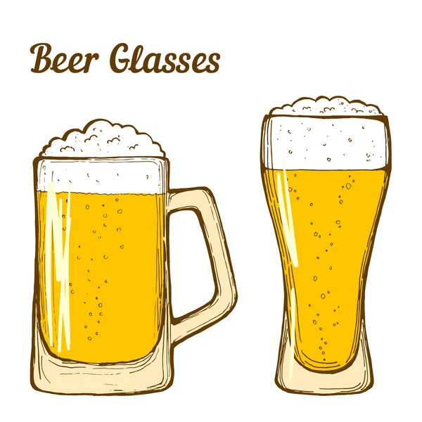 Vector colorful illustration of hand drawn sketch of beer mug — Stock