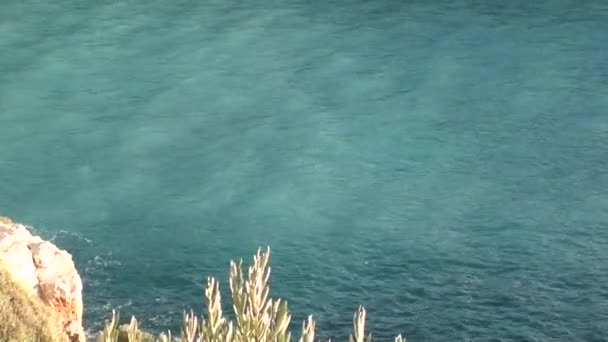 Azuurblauwe baai bovenaanzicht uitzoomen — Stockvideo