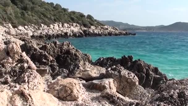 Скелястий берег моря Панорама 2 — стокове відео