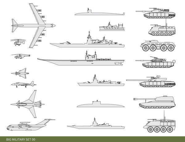 Vector military set. Army transport.