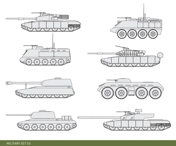 Vektör askeri ayarlayın. Ordu tankları. — Stok Vektör