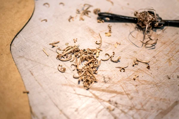 Workshop of lutherie, making guitar. No people — Stock Photo, Image