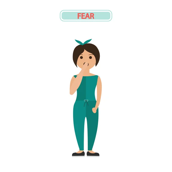 Ilustrasi warna gadis takut - Stok Vektor