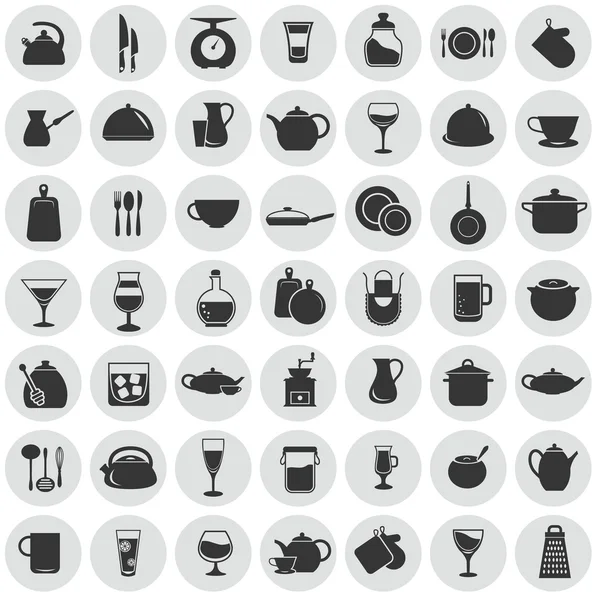 Set van 50 pictogrammen van de keuken — Stockvector