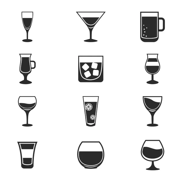 Conjunto de doce iconos de vasos — Vector de stock