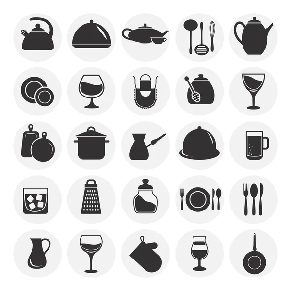 Conjunto de veinticinco iconos de cocina — Vector de stock