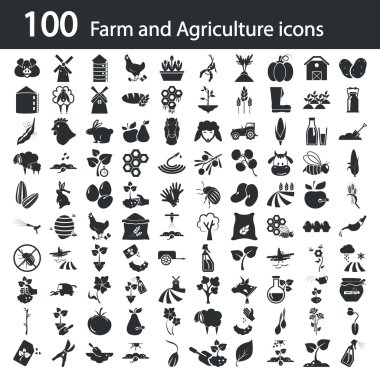 Set of one hundred agriculture icons  clipart