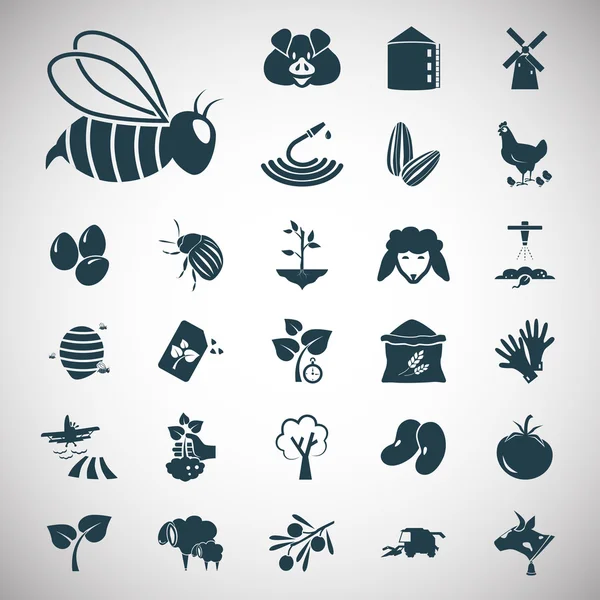 Conjunto de vinte e sete ícones agrícolas — Vetor de Stock