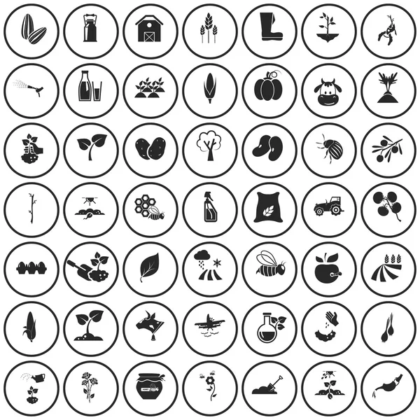 Set von neunundvierzig landwirtschaftlichen Symbolen — Stockvektor
