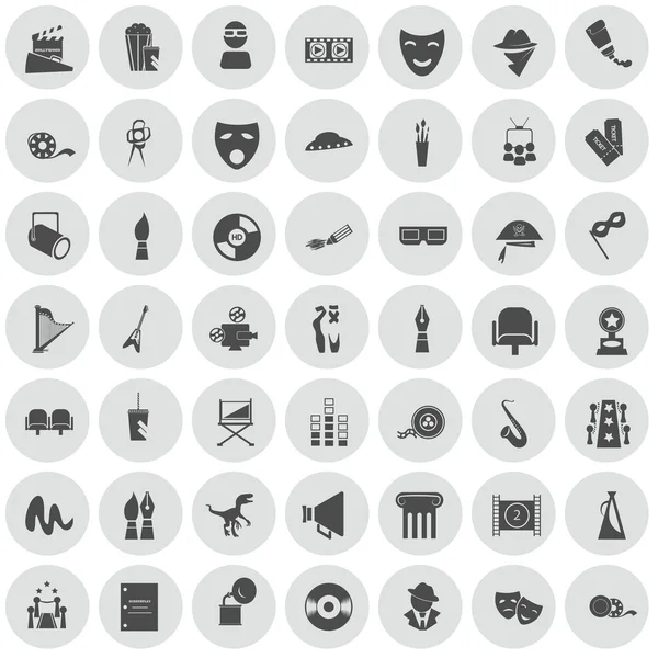 Set de cuarenta y nueve iconos del arte y el cine — Vector de stock