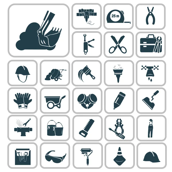 Conjunto de vinte e sete ícones de construção — Vetor de Stock