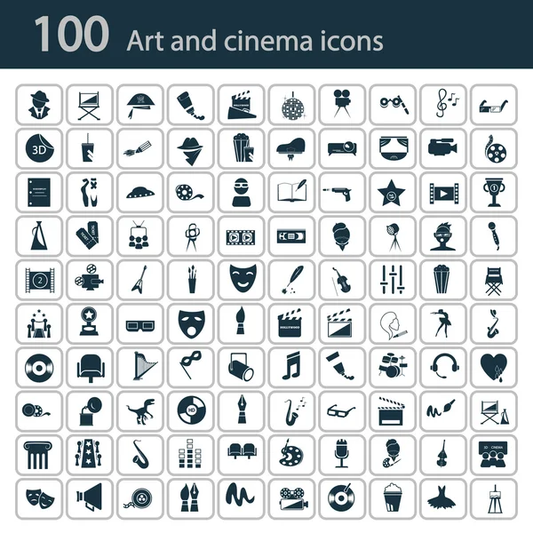 Conjunto de cien iconos del arte y el cine — Archivo Imágenes Vectoriales