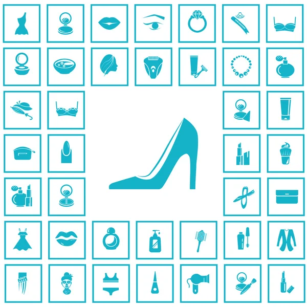 Conjunto de cuarenta iconos de belleza — Vector de stock