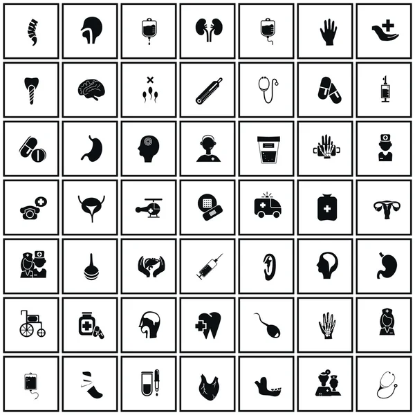 Ensemble de quarante-neuf icônes de médecine — Image vectorielle