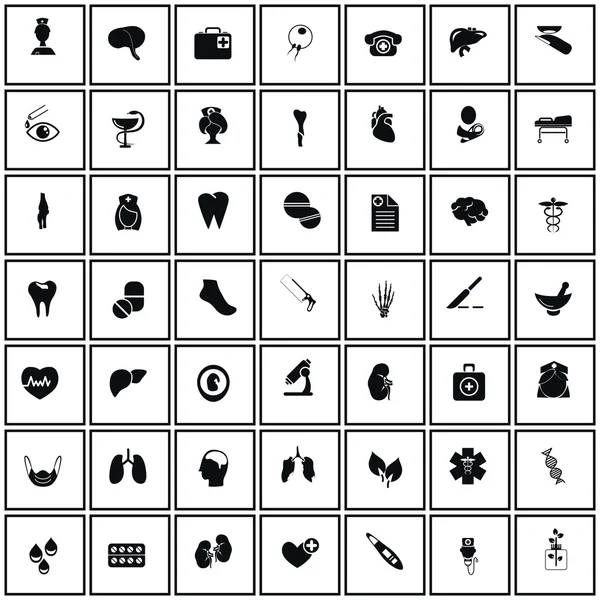 Ensemble de quarante-neuf icônes de médecine — Image vectorielle