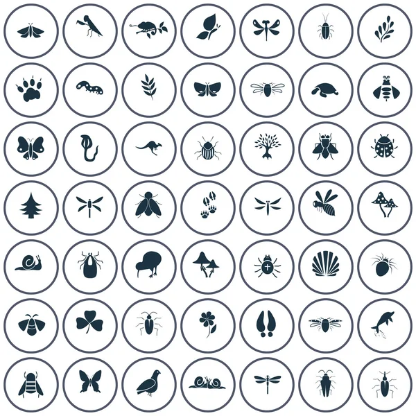 Set di quarantanove icone della natura — Vettoriale Stock