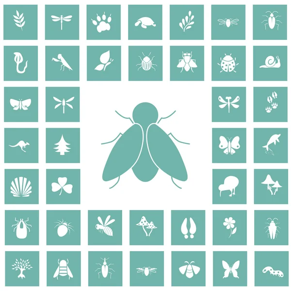 Conjunto de cuarenta iconos de la naturaleza — Archivo Imágenes Vectoriales