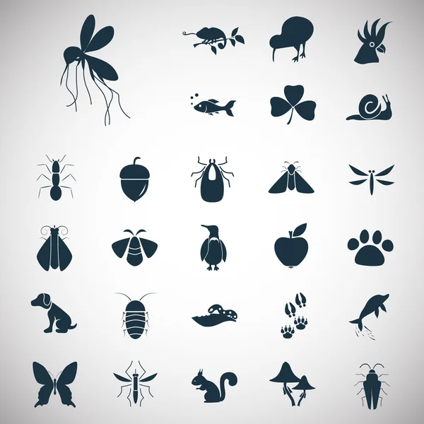 Conjunto de veintisiete iconos de la naturaleza — Archivo Imágenes Vectoriales