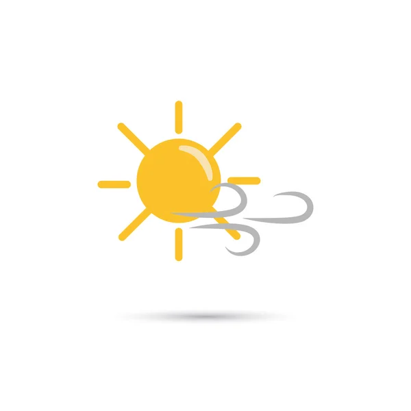 Ілюстрація сонячної погоди з іконою вітру — стоковий вектор