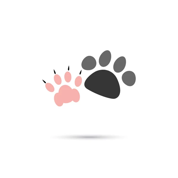 Farbabbildung des Pfotenabdrucks für Hund und Katze — Stockvektor