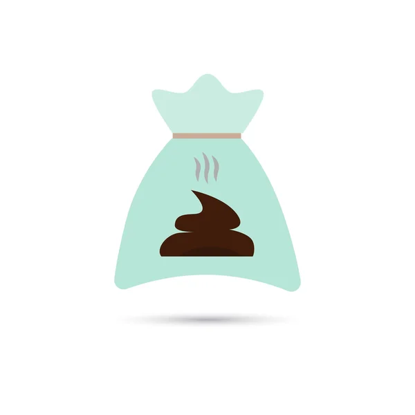 Ilustración a color de caca de animal en el icono del paquete — Vector de stock