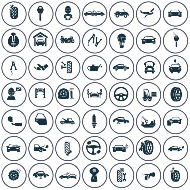 Kırk dokuz taşıma ve araba servisi simgeler kümesi