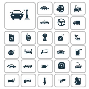 Yirmi yedi taşıma ve araba servisi simgeler kümesi