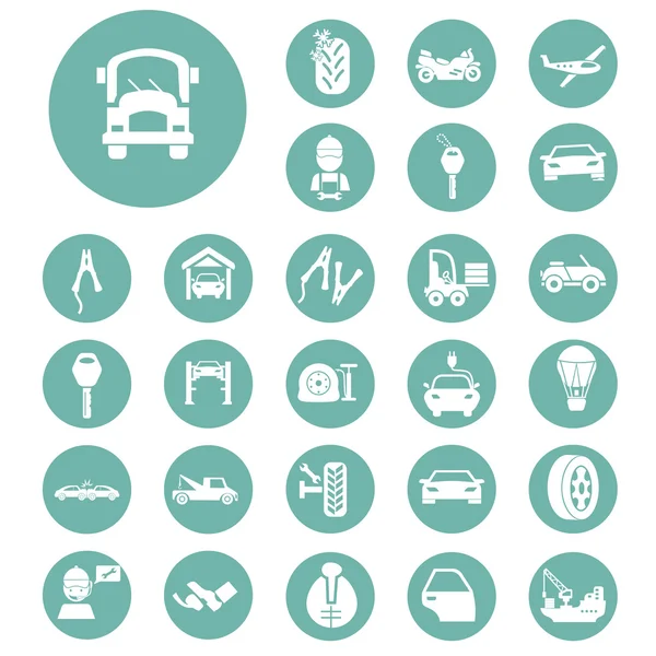 Set dari dua puluh tujuh transportasi dan ikon layanan mobil - Stok Vektor
