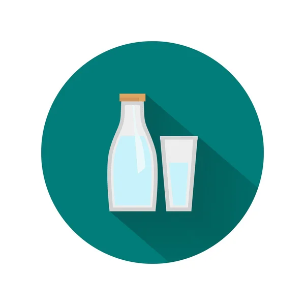 Flasche Milch und Glas Ikone — Stockvektor