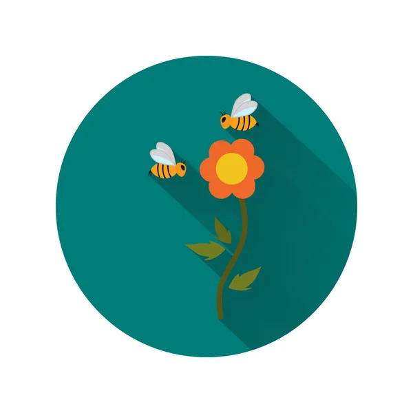 Blume und Bienen Farbe Symbol — Stockvektor