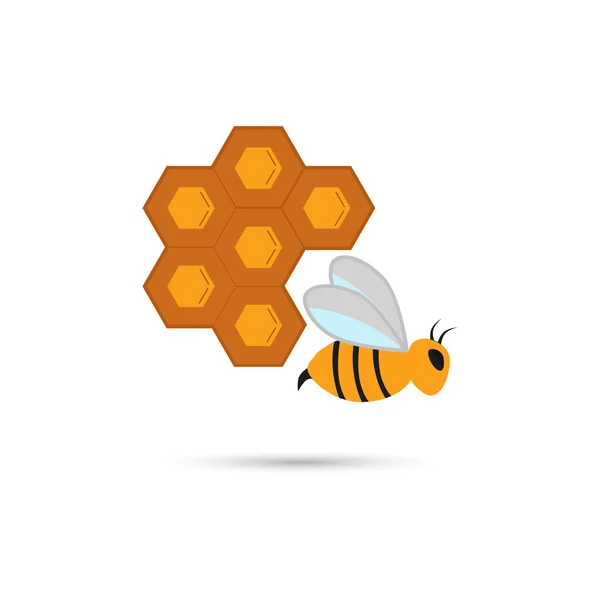 Biene und Waben-Ikone — Stockvektor
