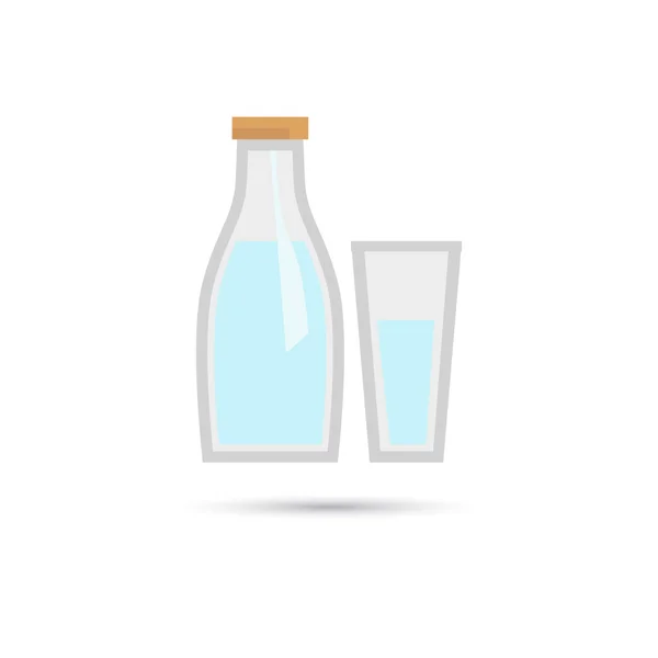 Flaska mjölk och glass ikonen — Stock vektor