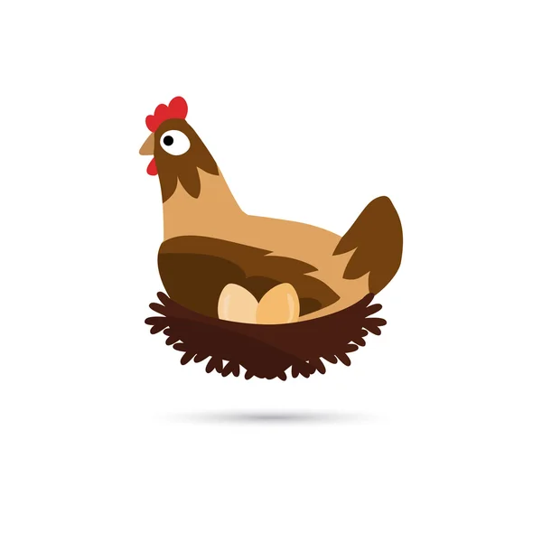 Курица на иконке цвета гнезда — стоковый вектор