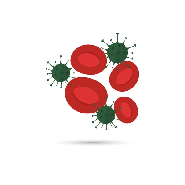 Color illustration of virus attack the blood cells icon — Stock Vector