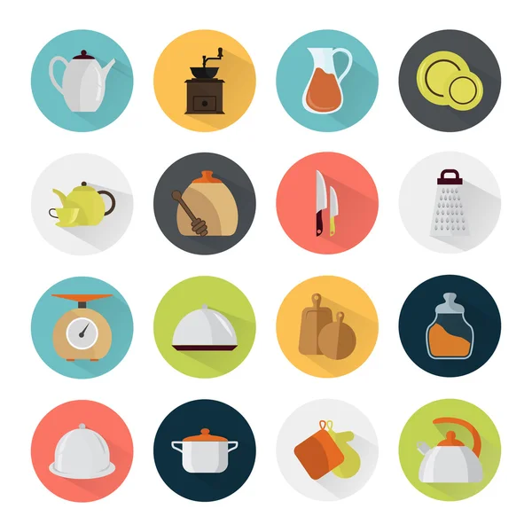 Conjunto de iconos de cocina de color — Vector de stock