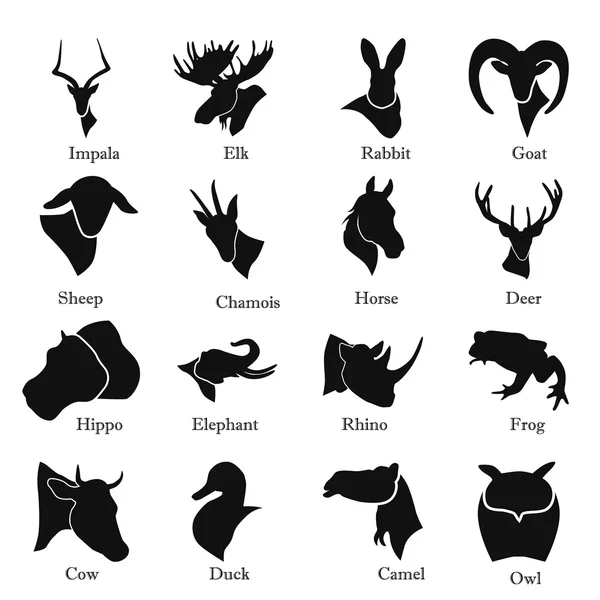 Zestaw szesnastu ikony zwierząt — Wektor stockowy