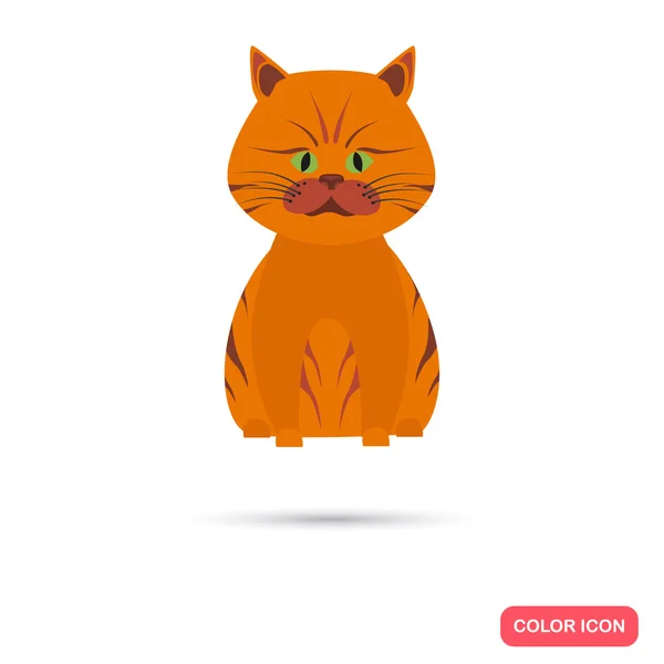 Icono plano de color gato — Vector de stock