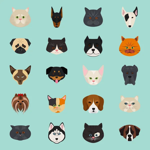 Gatos e cães cor plana ícone — Vetor de Stock