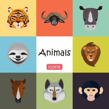 Hayvanlar düz ayarlamak renk