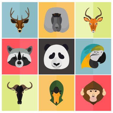 Hayvanlar düz ayarlamak renk