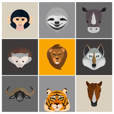 Hayvanlar düz ayarlamak renk