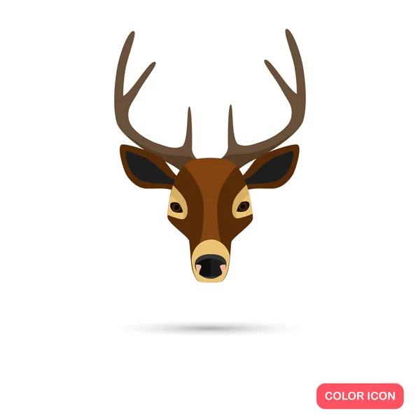 Deer color flat icon — Stock Vector