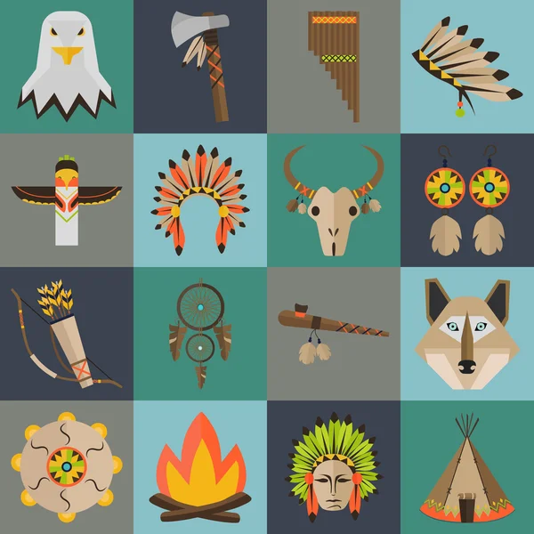 印第安人文化颜色组平面 — 图库矢量图片