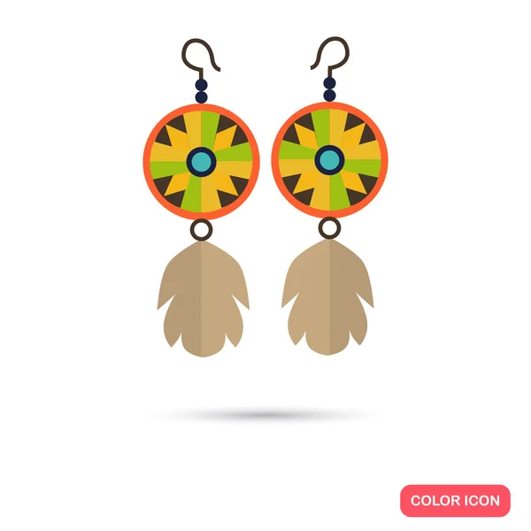 Indios mujeres pendientes de color icono plano — Vector de stock