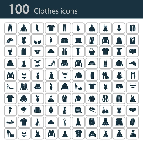 Set of one hundred clothes icon — Stock Vector