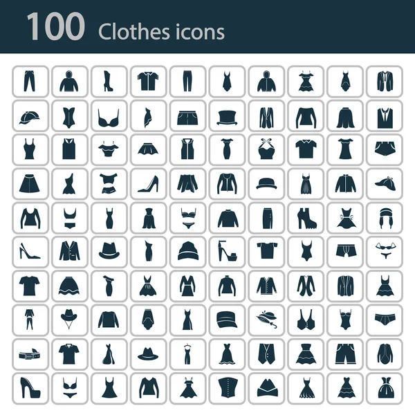 Conjunto de cien icono de la ropa — Vector de stock