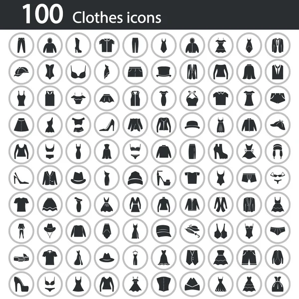 Conjunto de cien icono de la ropa — Vector de stock